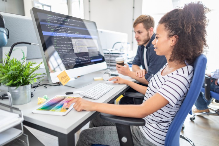 A software engineer works on a project.