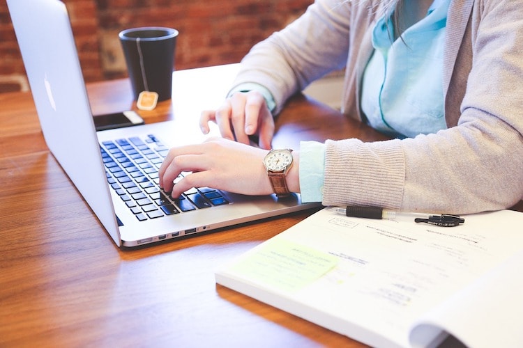 MBA student using laptop