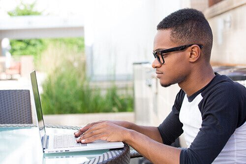 Student working with his notebook.