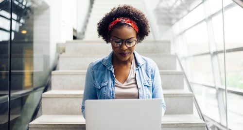 college student on laptop