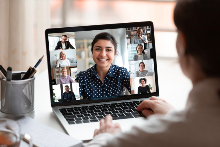 Person having a video conference.